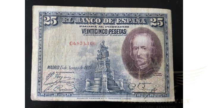 Ispanija  25 pesetos, VF, 1928