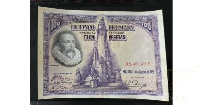 Ispanija  100 pesetų, XF, 1928