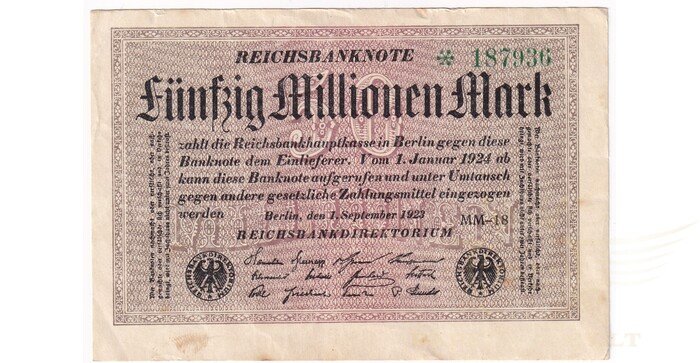 Vokietija 1923 50 milijonų markių aunc