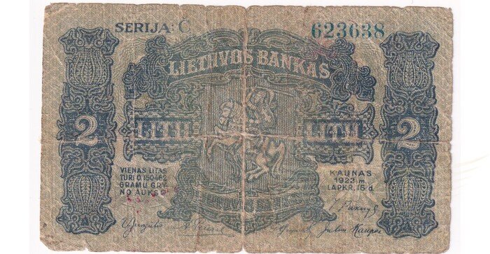 #14 1922 m.  2 litai serija Č, VF!