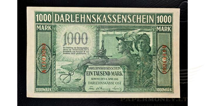 1918 m. 1000 OST markių, 7 skaičiai numeryje, aUNC