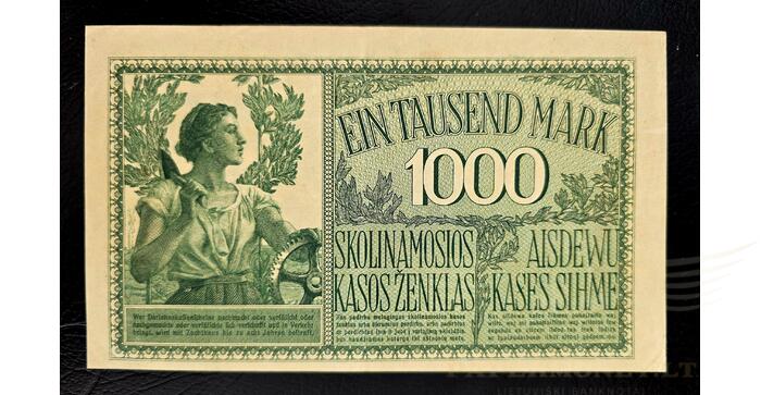 1918 m. 1000 OST markių, 7 skaičiai numeryje, aUNC 1