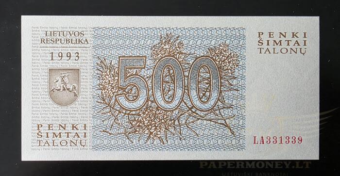 #46 1993 m. 500 talonų LA serija UNC!