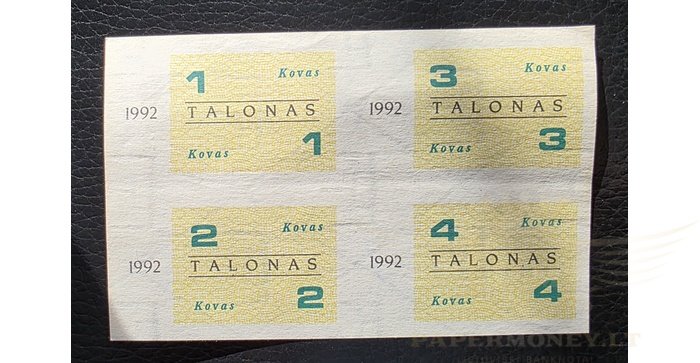 Maisto talonai 1992 kovas aUNC/XF