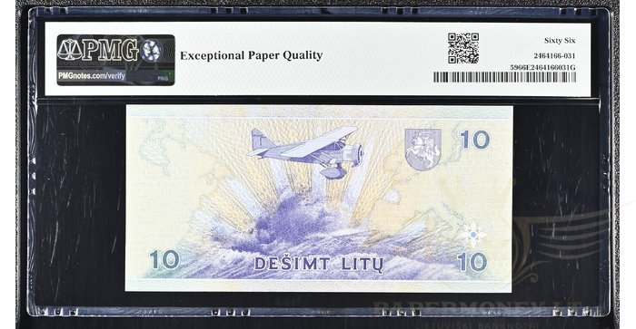 #59 1997 m. 10 litų  AAD serija PMG66!