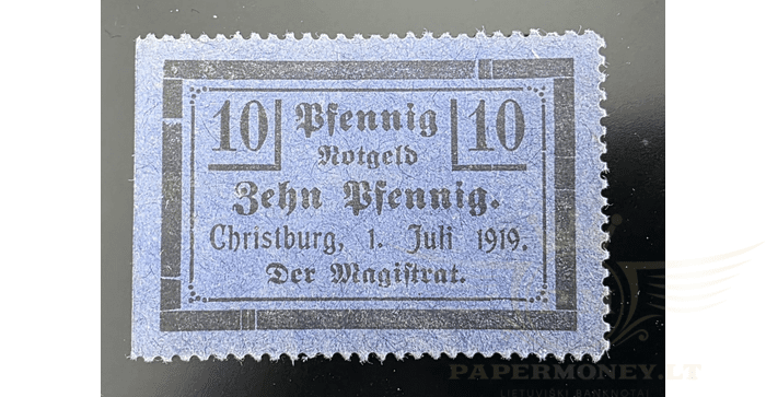 Vokietija 1919 10 pfenigių UNC - Germany Christburg Dzierzgoń City Emergency Money Voucher 10 Pfennig 1919, UNC