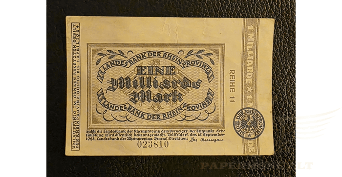 Vokietija 1923 1 milijardas markių VF - Germany, Düsseldorf/ Landesbank der Rheinprovinz, 1.000.000.000 Mark, 1923 , VF