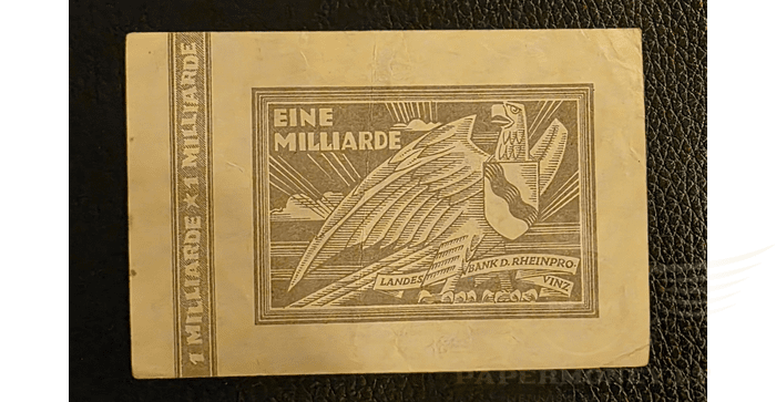 Vokietija 1923 1 milijardas markių VF - Germany, Düsseldorf/ Landesbank der Rheinprovinz, 1.000.000.000 Mark, 1923 , VF