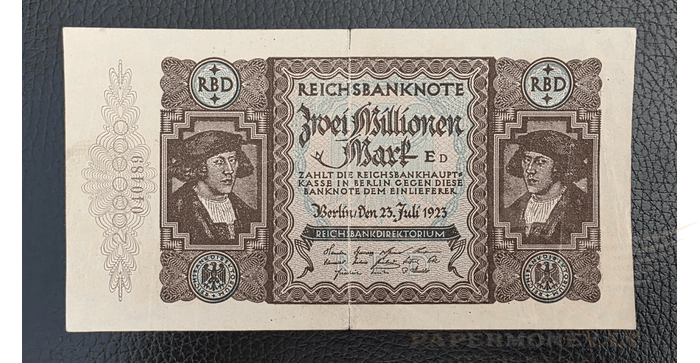 Vokietija 1923, 2 milijonai markių VF - Germany 2.000.000 mark 1923. VF. P-89
