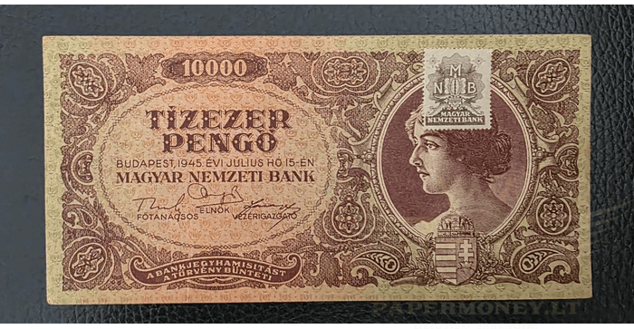 Vengrija 1945 10000 pengo VF+ - Hungary 10.000 pengo 1945, VF+