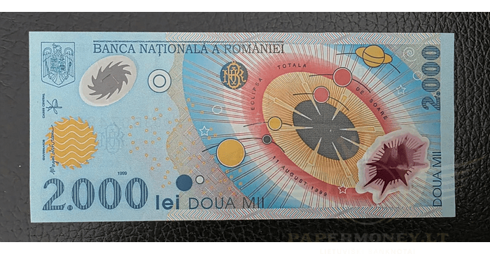 Rumunija 1999, 2000 lėjų aUNC - ROMANIA 2000 LEI 1999 P # 111 aUNC