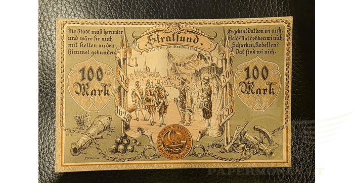 Vokietija 1922, 100 markių aUNC - Germany, Stralsund/ Stadt, 100 Mark, 1922, aUNC