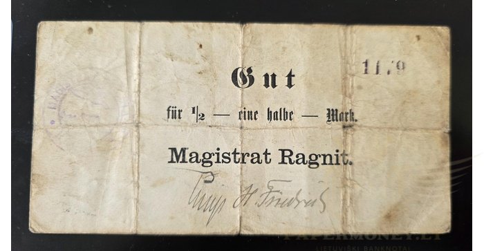 Ragainė (Ragnit) 1914, 1/2 markės,F