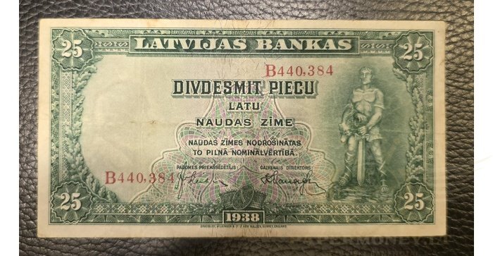 Latvija 1938 25 latai, VF