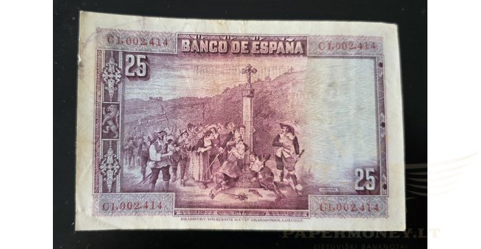 Ispanija  25 pesetos, VF, 1928