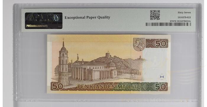 #67 2003 m. 50 litų  AK serija PMG67  !