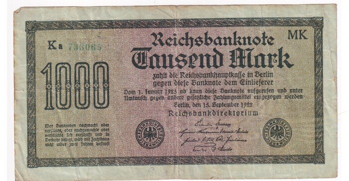 Vokietija 1922 1000 markių VF