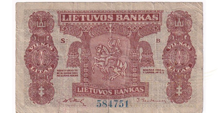 #13 1922 m.  1 litas serija B, VF!