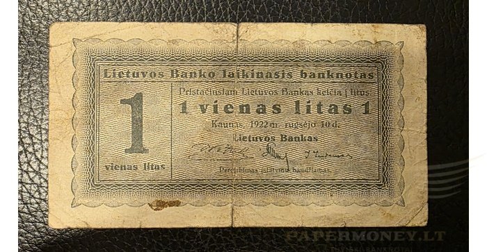 #5 1922 m. 1 laikinasis litas B serija VF-