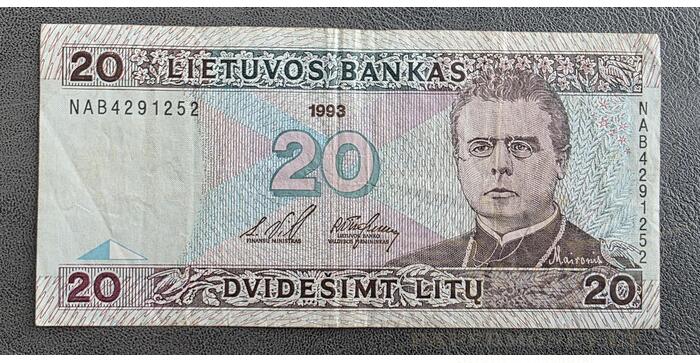 #57 1993 m. 20 litų  NAB serija VF !