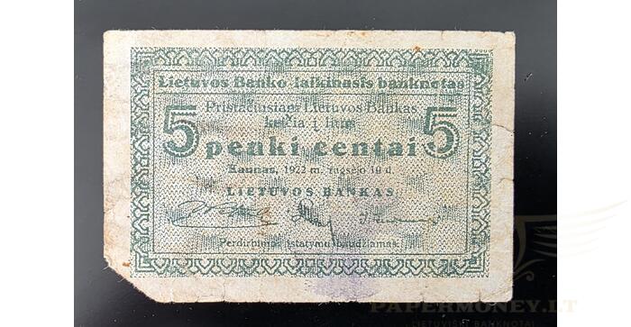 #2 1922 m. 09 mėn. 5 laikinieji centai F!