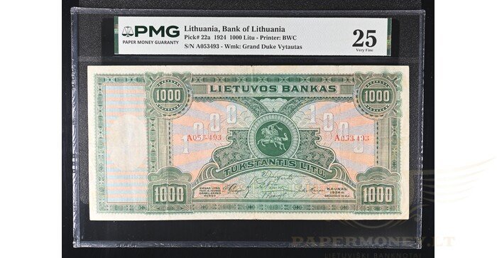 #22 1924 m. 1000 litų serija A, PMG25
