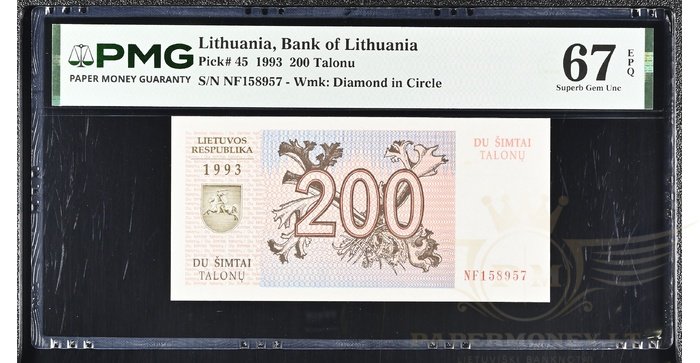 #45 1993 m. 200 talonų NF serija PMG67!