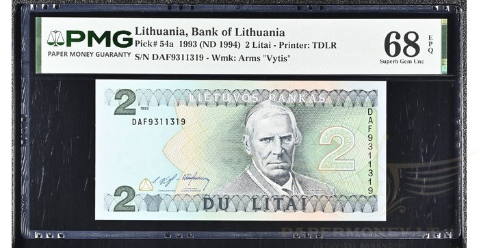 #54 1993 m. 2 litai  DAF serija PMG68!