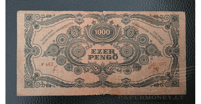 Vengrija 1945 1000 pengo VF - Hungary 1000 pengo 1945, VF