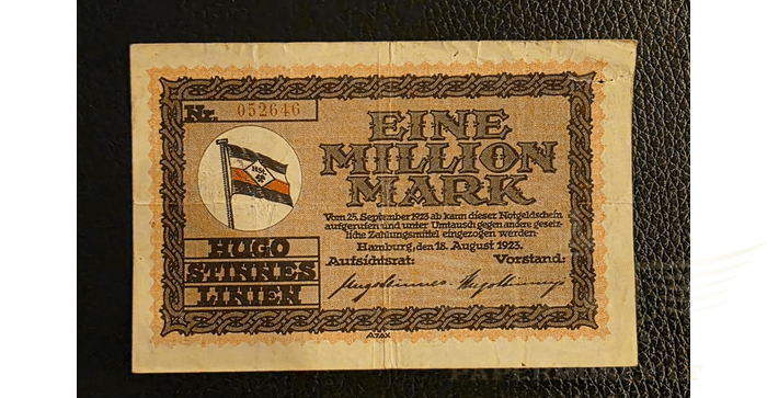 Vokietija 1923, 10 milijonų markių VF - Hamburg/ Hugo Stinnes Linien, 10.000.000 Mark, 1923 Germany, VF