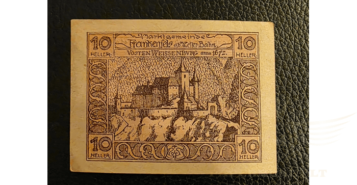 Austrija 1920 10 helerių aUNC -  Austria Frankenfels, 10 Heller, 1920, aunc