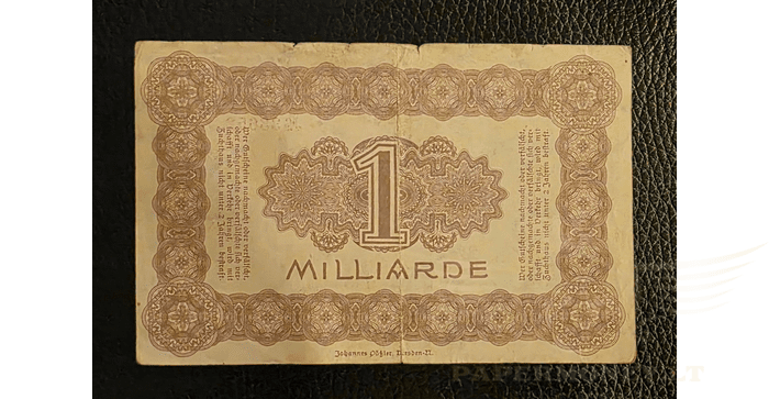 Vokietija 1923, 1 milijardas markių VF - Germany Dresden Neustadt Eine Milliarde Mark 1923, VF