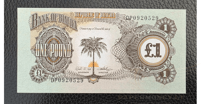 Nigerija 1968, 1 svaras, UNC - Nigeria -1968-69 Bank Of Biafra one pound