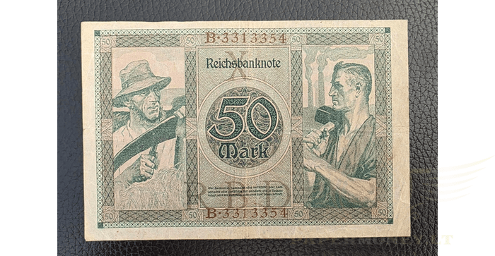 Vokietija 1920 50 markių VF -  1920 Germany Weimar Republic 50 Mark, VF