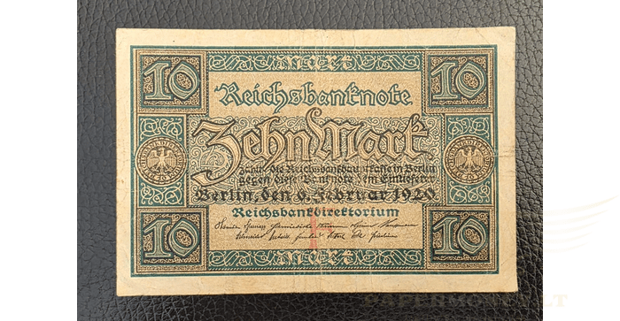 Vokietija 1920 10 markių VF - GERMANY REICHSBANKNOTE 10 MARK 1920, VF