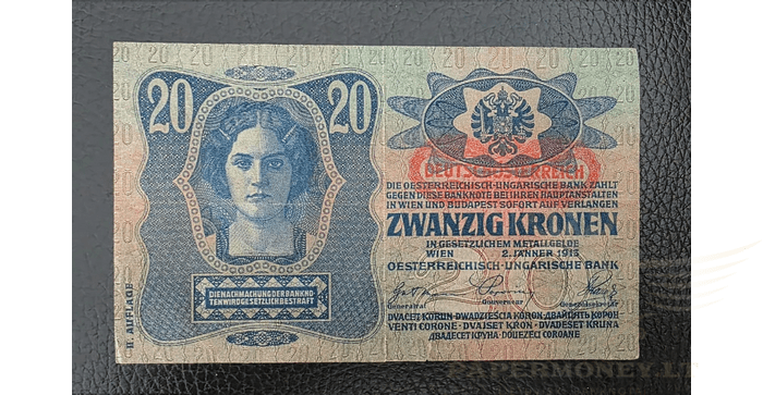 Austrija 1913 20 kronų VF -   1913 AUSTRIA 20 KRONEN VF