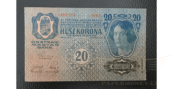 Austrija 1913 20 kronų VF -   1913 AUSTRIA 20 KRONEN VF