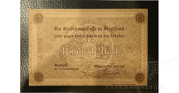 Vokietija 1922, 100 markių XF -  Germany, Stralsund/ Stadt, 100 Mark, 1922, XF