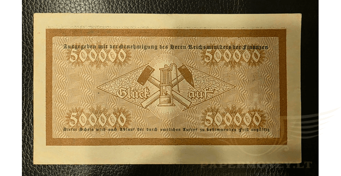 Vokietija 1923, 500 000 markių aUNC - 1923 Germany RECLINGHAUSEN 500.000 Mark Banknote / Notgeld, aunc