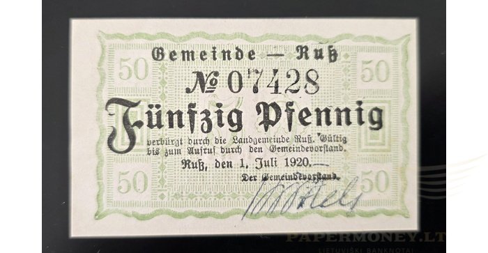 Rusnė (Russ) 1920, 50 pfenigių,0 serija, UNC-
