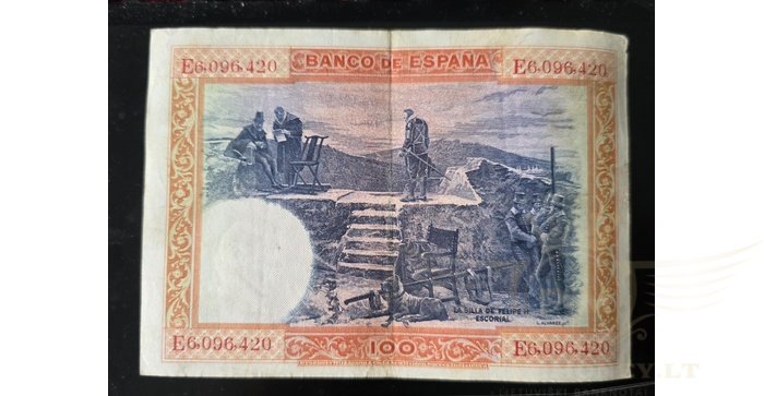 Ispanija  100 pesetų, VF, 1925
