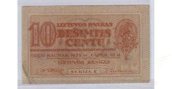 #10 1922 m. 10 centų serija C, VF!