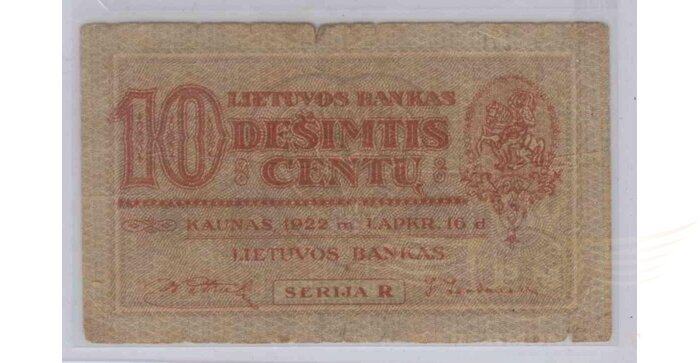 #10 1922 m. 10 centų serija R, VF!