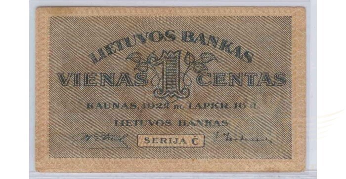 #7 1922 m. 1 centas serija Č, VF!