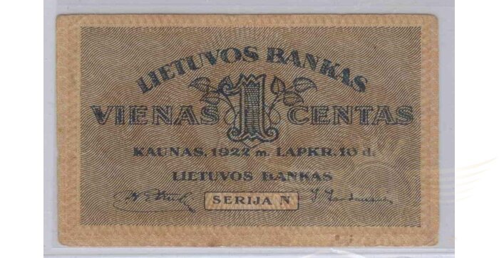 #7 1922 m. 1 centas serija N, VF!