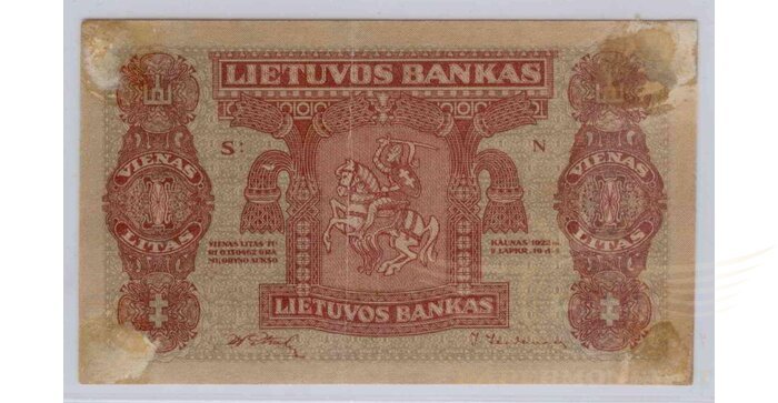 #13s 1922 m. 1 litas serija N, pavyzdys-bevertis!