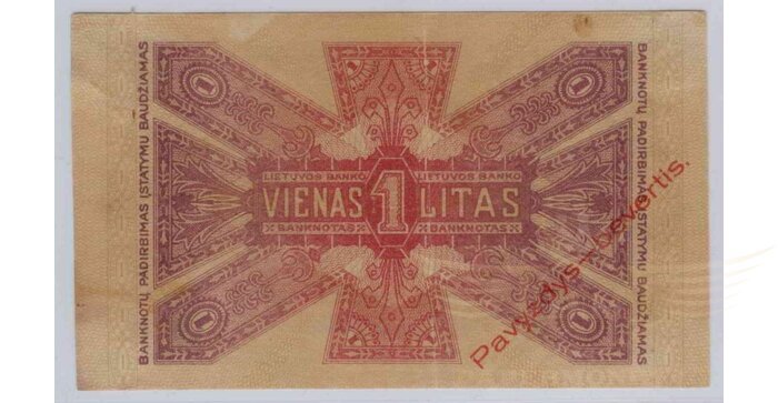 #13s 1922 m. 1 litas serija N, pavyzdys-bevertis!