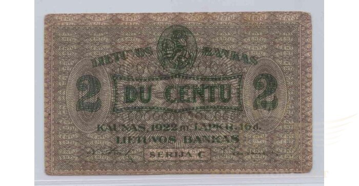 #8 1922 m. 2 centai serija C, VF!