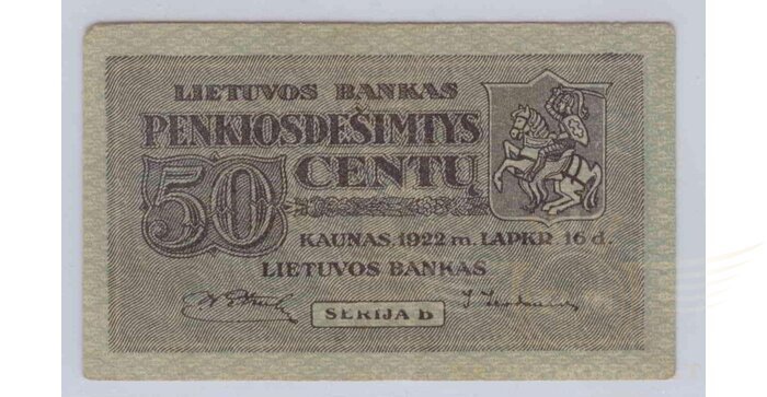 #12 1922 m. 50 centų serija B, VF+!