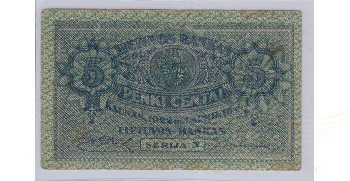 #9 1922 m. 5 centai serija N, VF!